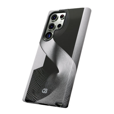 Grey Tough Phone Case for Samsung - Obsidian Moiré Wave