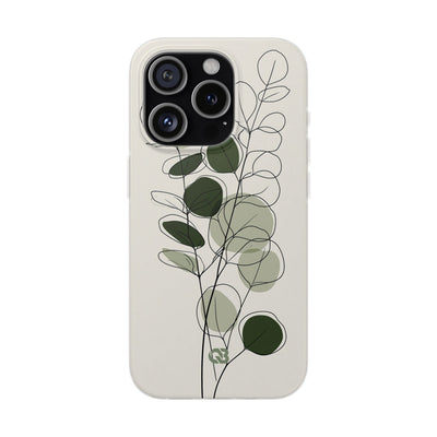 Green Lite Phone Case for iPhone - Muted Eucalyptus Sketch