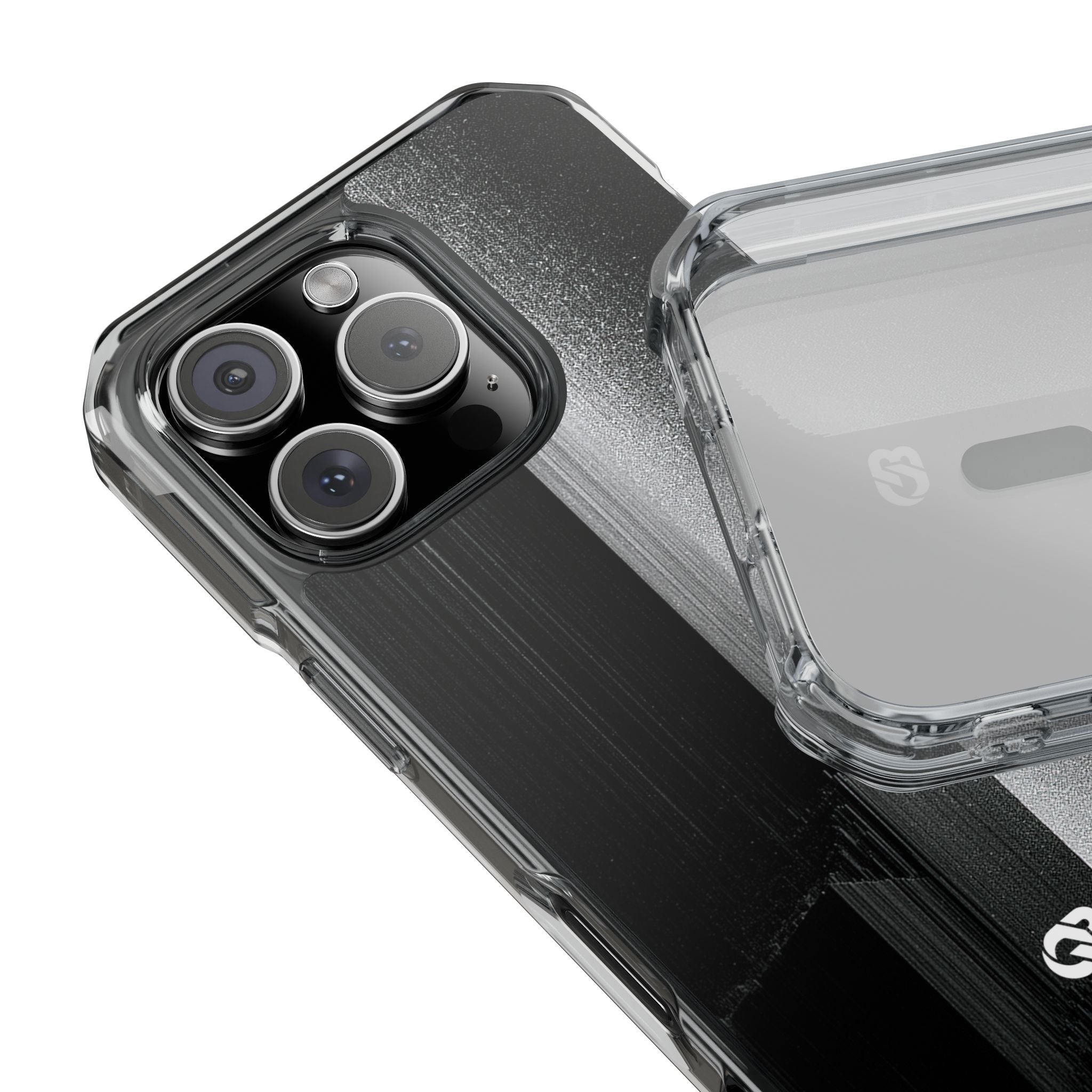 Black Impact MagSafe Phone Case for iPhone - Brutalist Pixel Monolith