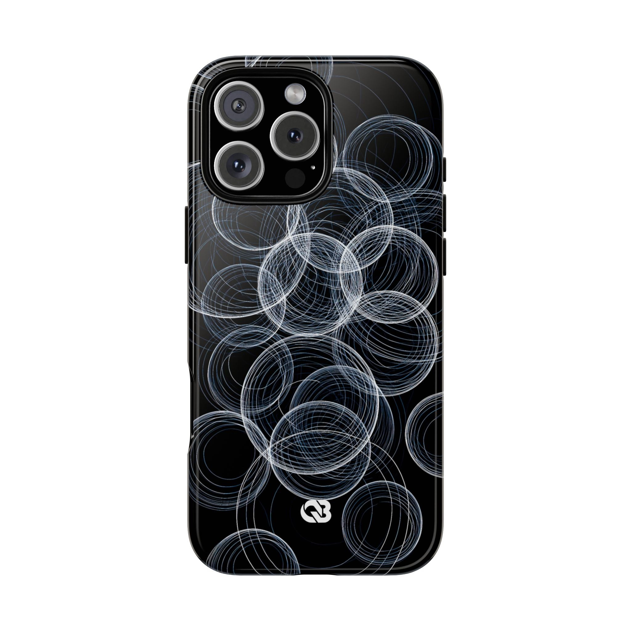 Black Tough Phone Case for iPhone - Frosted Ring Matrix