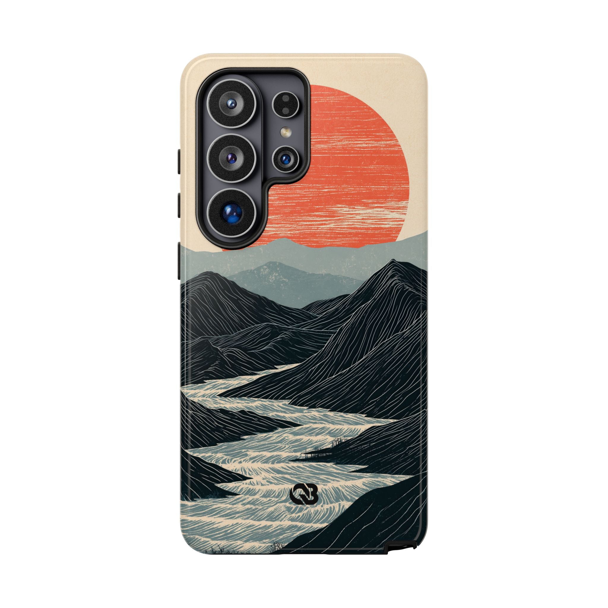 Beige Tough Phone Case for Samsung - Crimson Ridge Flow