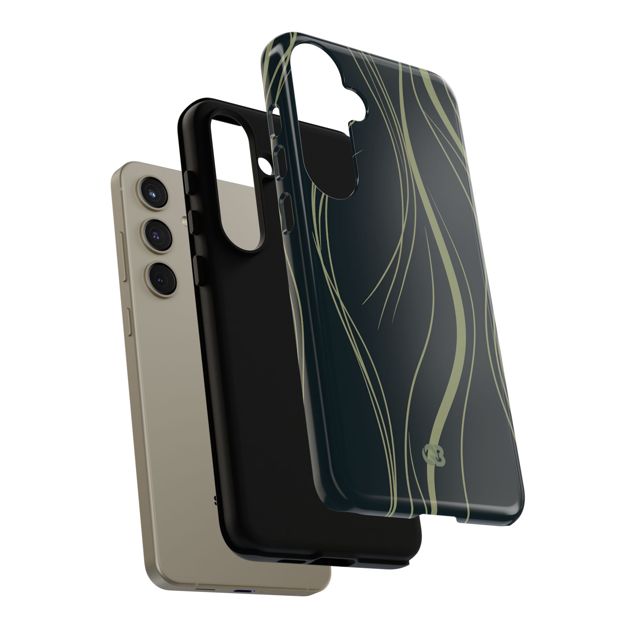 Green Tough Phone Case for Samsung - Obsidian Sage Flow