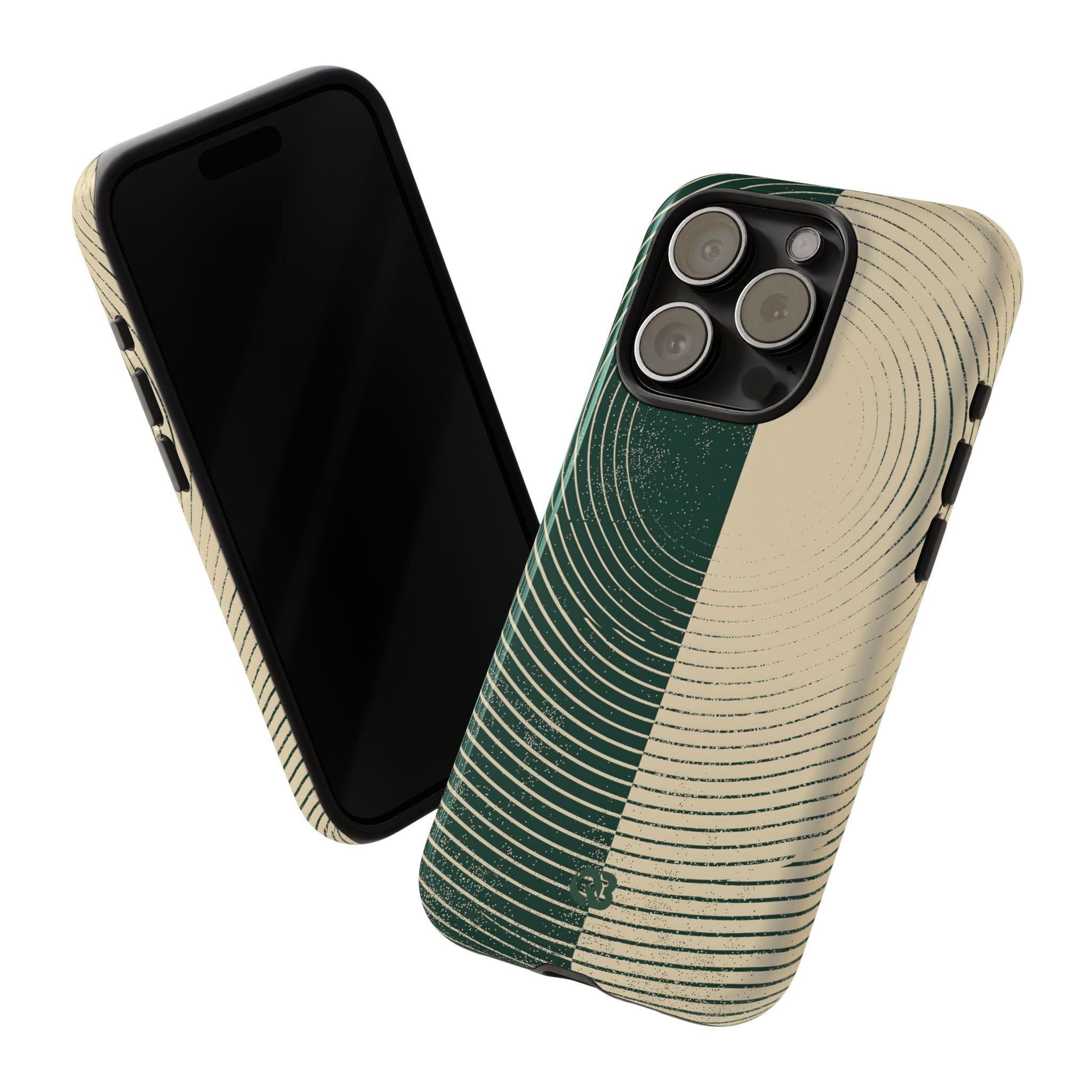 Green Tough Phone Case for iPhone - Evergreen Split Grain
