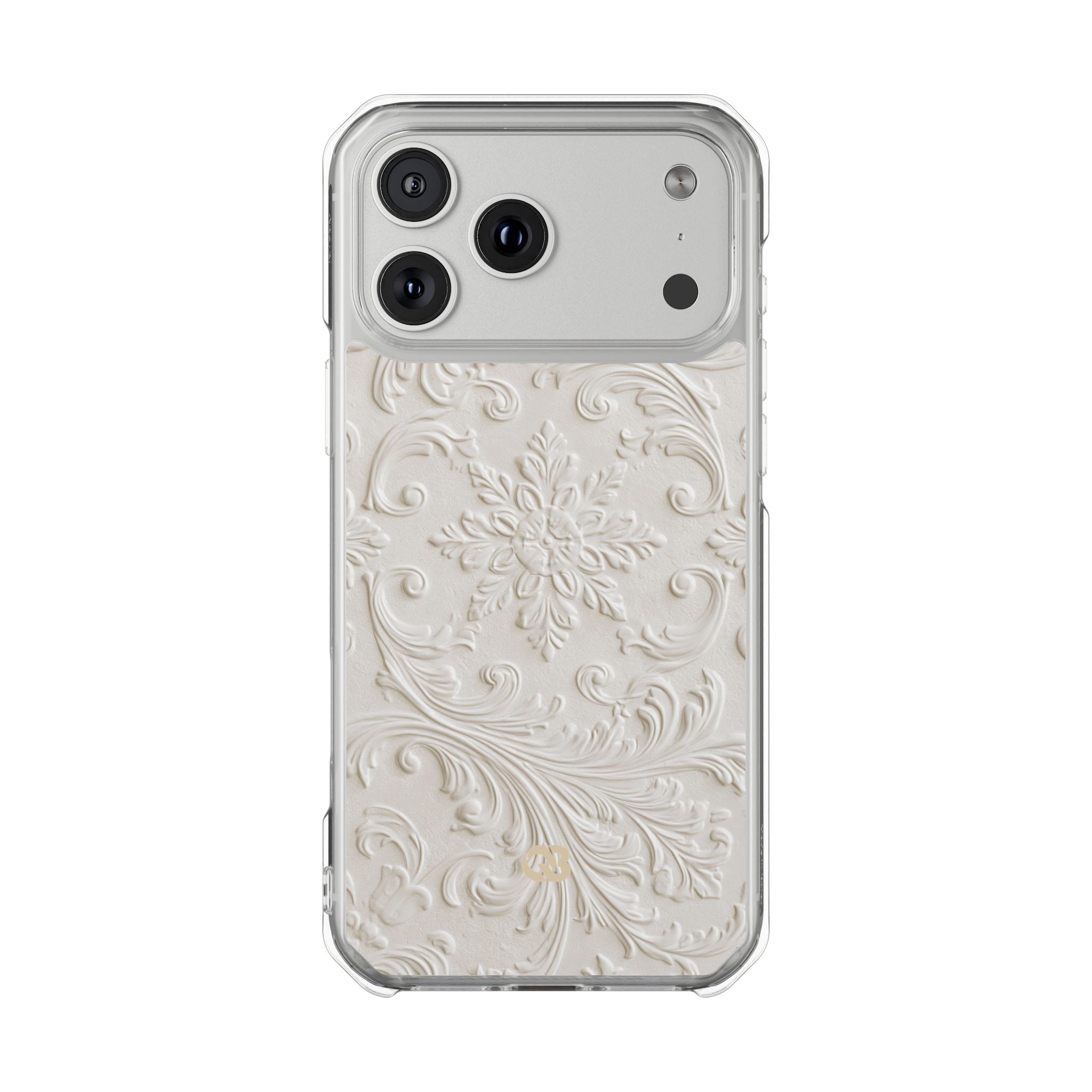 White Impact MagSafe Phone Case for iPhone - Alabaster Floral Relief