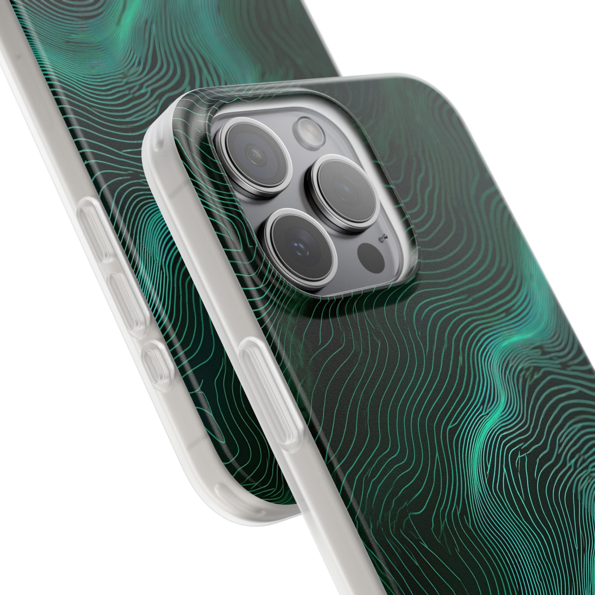 Teal Lite Phone Case for iPhone - Neon Jade Contour