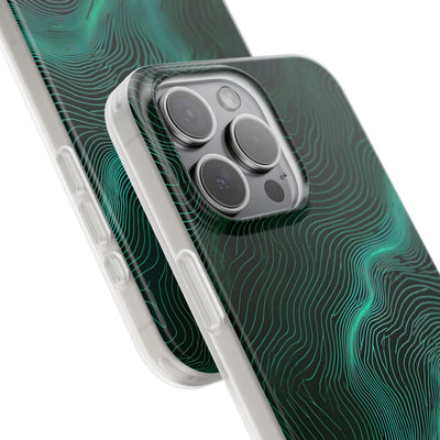 Teal Lite Phone Case for iPhone - Neon Jade Contour