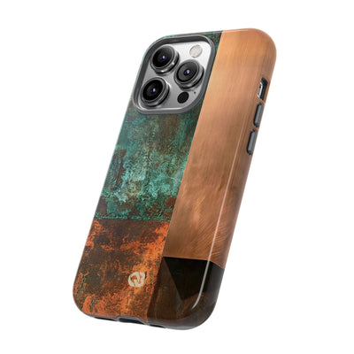 Teal Tough Phone Case for iPhone - Verdigris Copper Slab