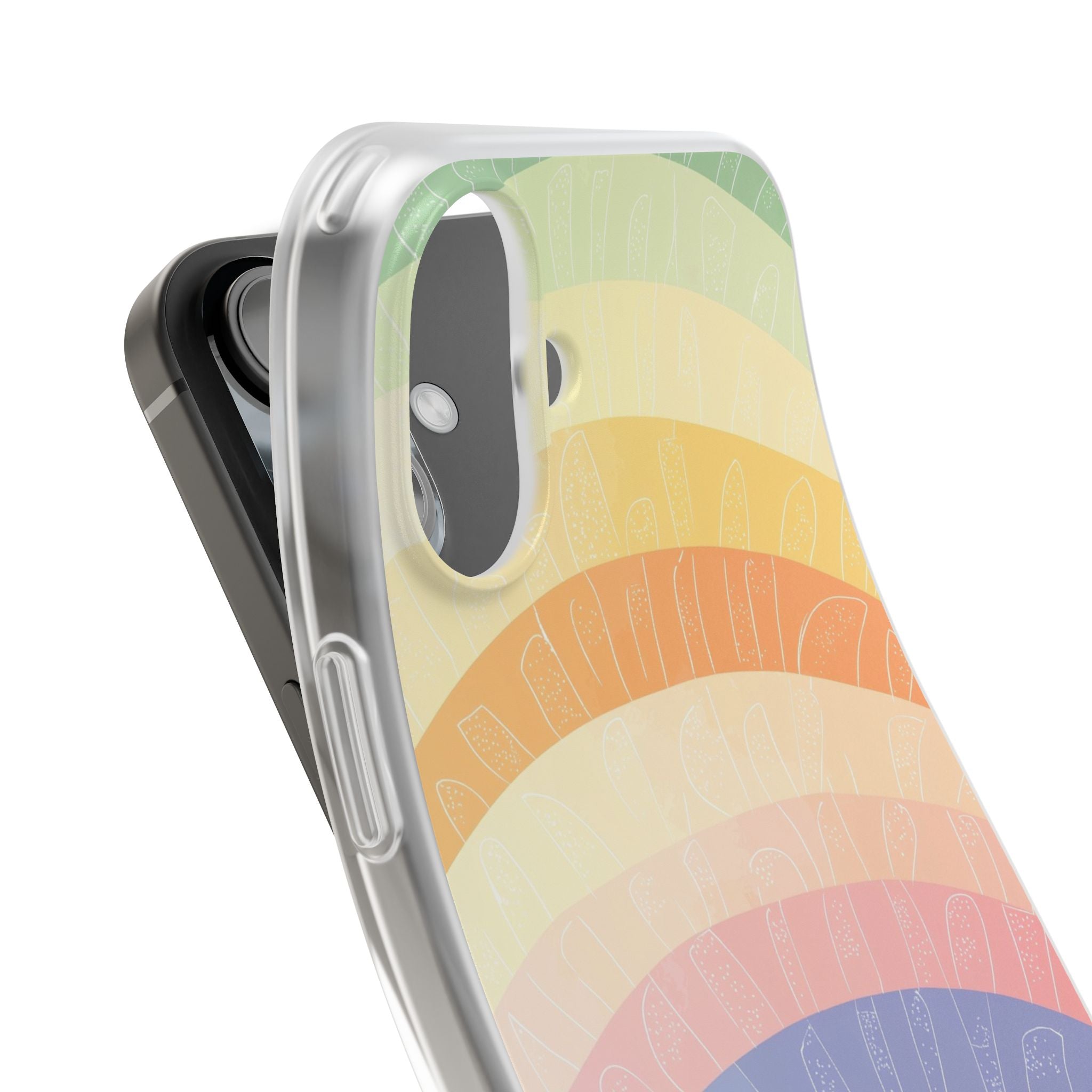 Pastel Regnbuebånd iPhone 16 Plus Cover - Blød