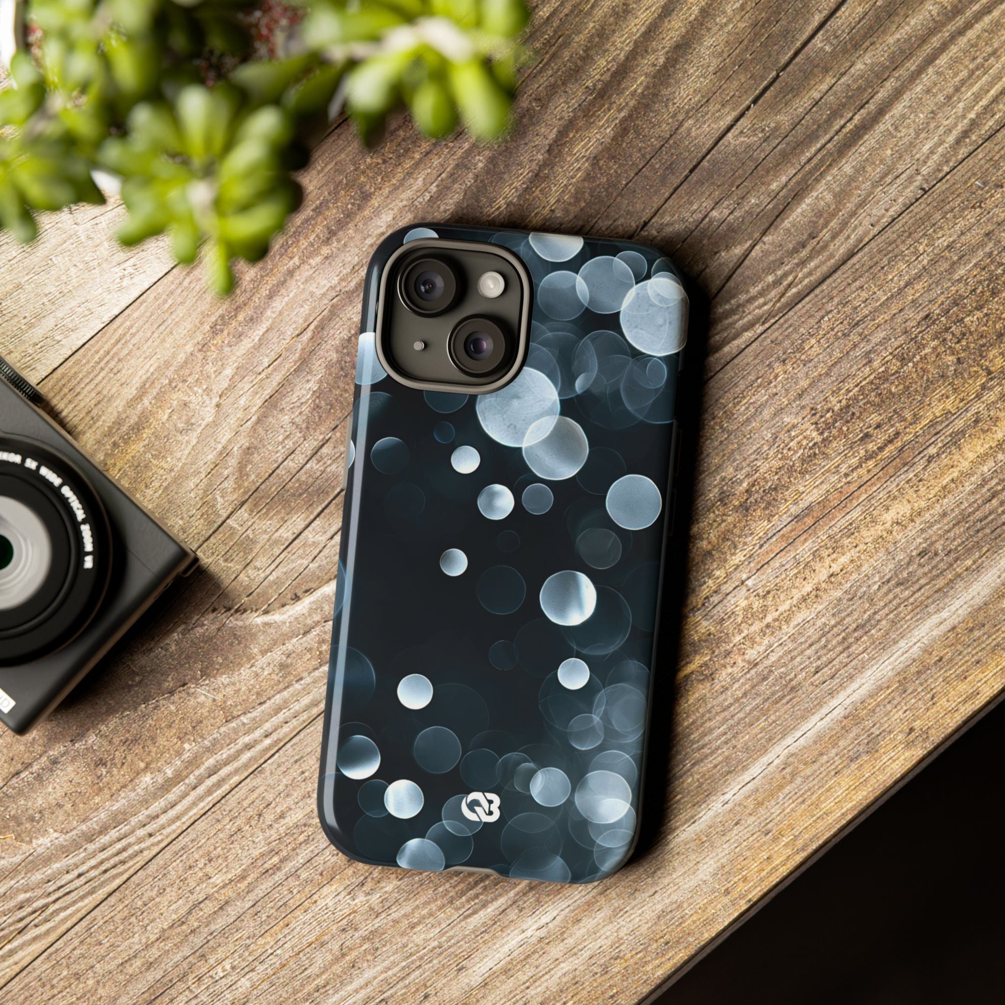 Black Tough Phone Case for iPhone - Silver Orbit Glow