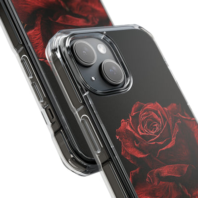Crimson Noir Rose · Clear Impact Magnetic Phone Case for iPhone ·  Black