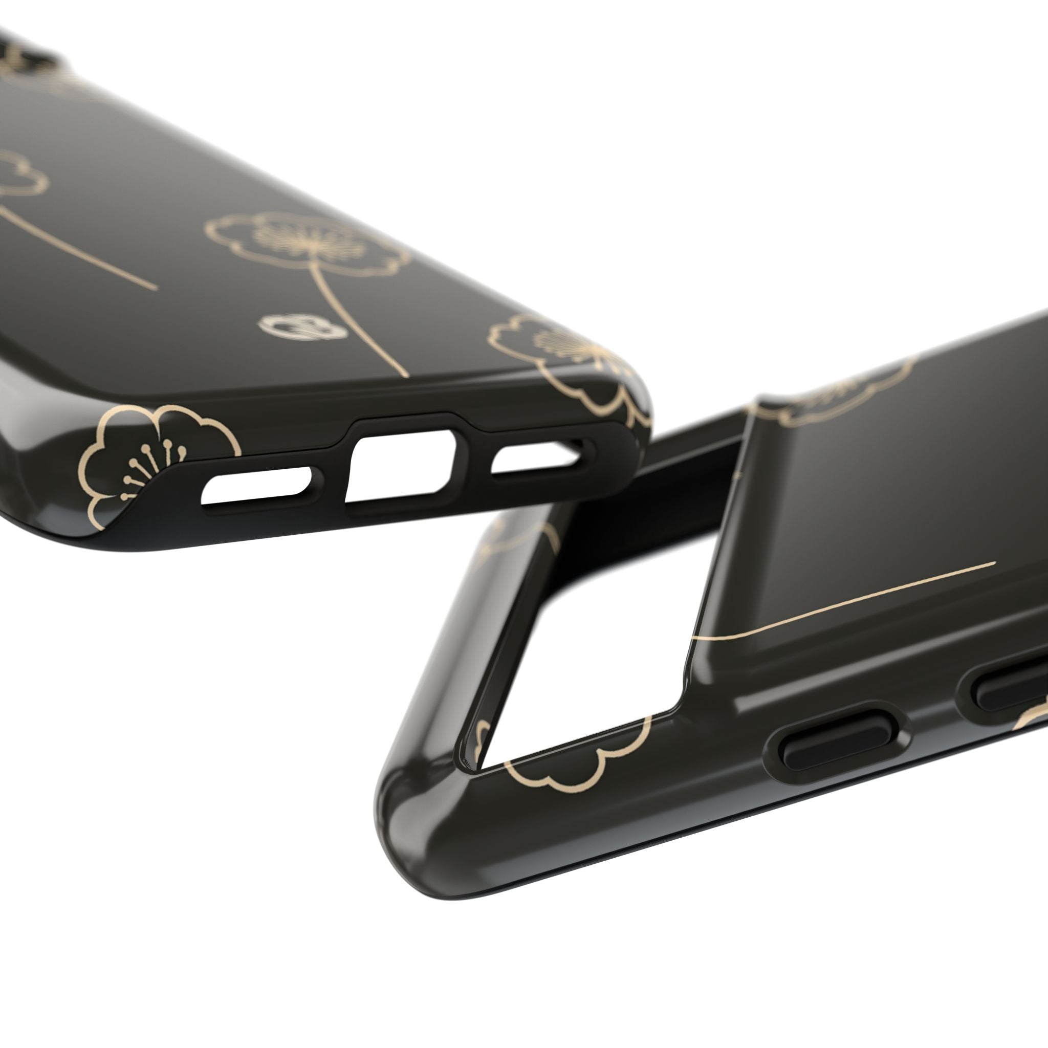 Black Tough Phone Case for Google Pixel - Obsidian Sand Petals