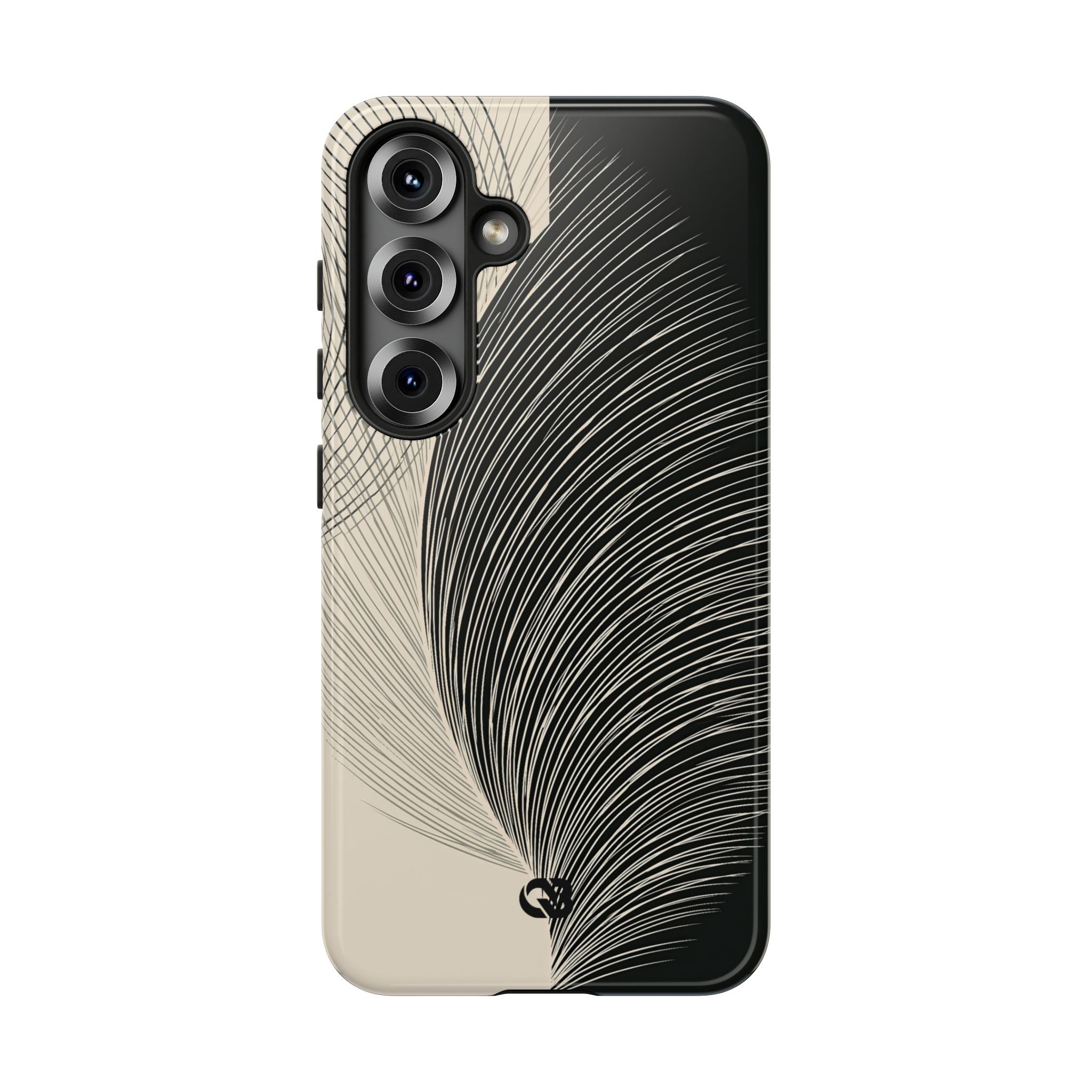Beige Tough Phone Case for Samsung - Obsidian Cream Plume