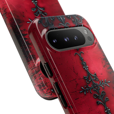 Crimson Gothic Filigree · Tough Phone Case for Google Pixel