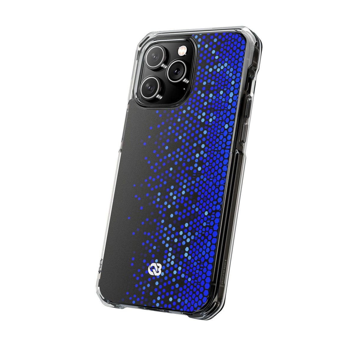 Cobalt Hex Dispersion · Clear Impact Magnetic Phone Case for iPhone · Blue