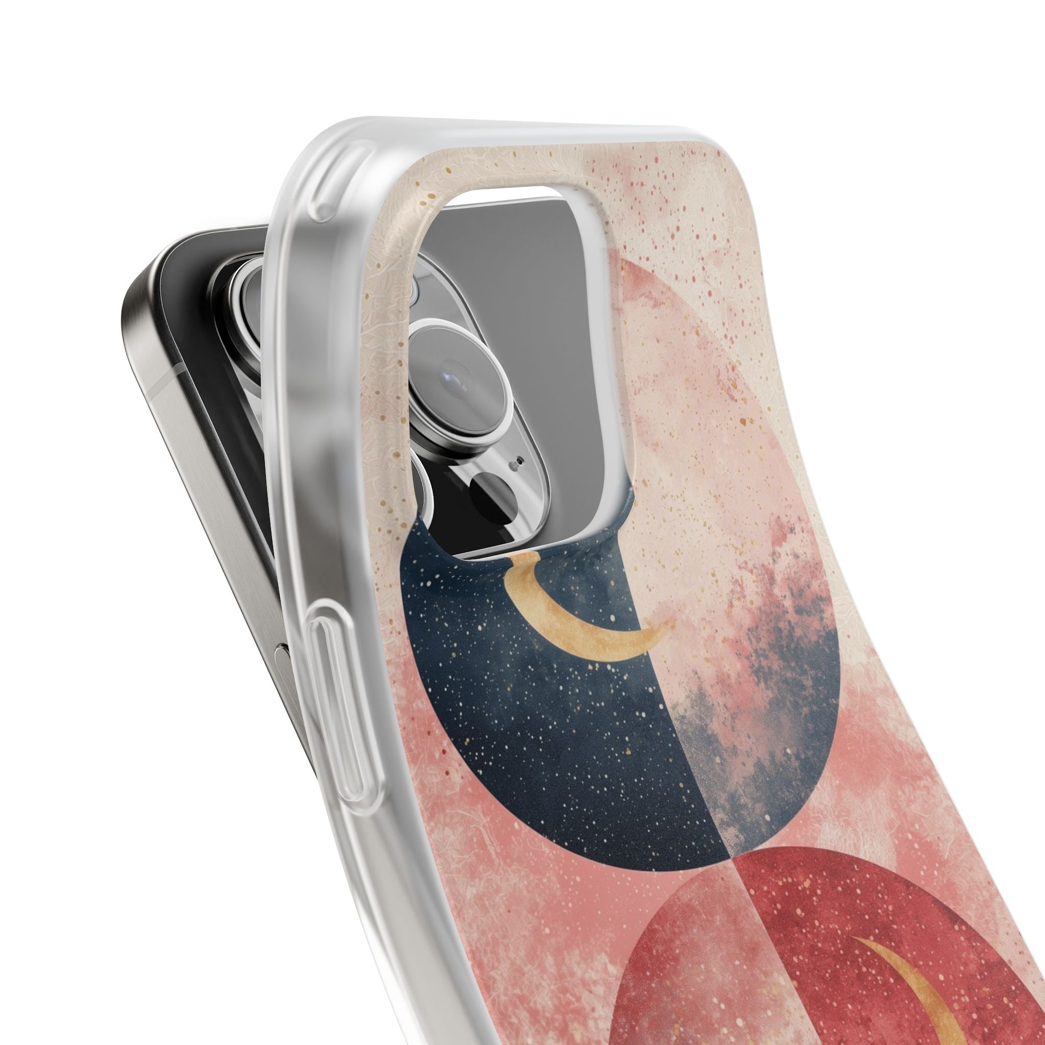 Golden Crescent Circles iPhone 16 Pro Max Cover - Soft