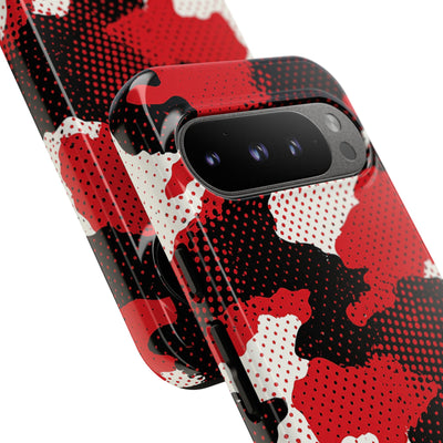 Crimson Halftone Camo · Tough Phone Case for Pixel ·  Red