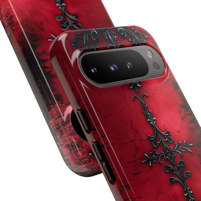 Crimson Gothic Filigree · Tough Phone Case for Google Pixel