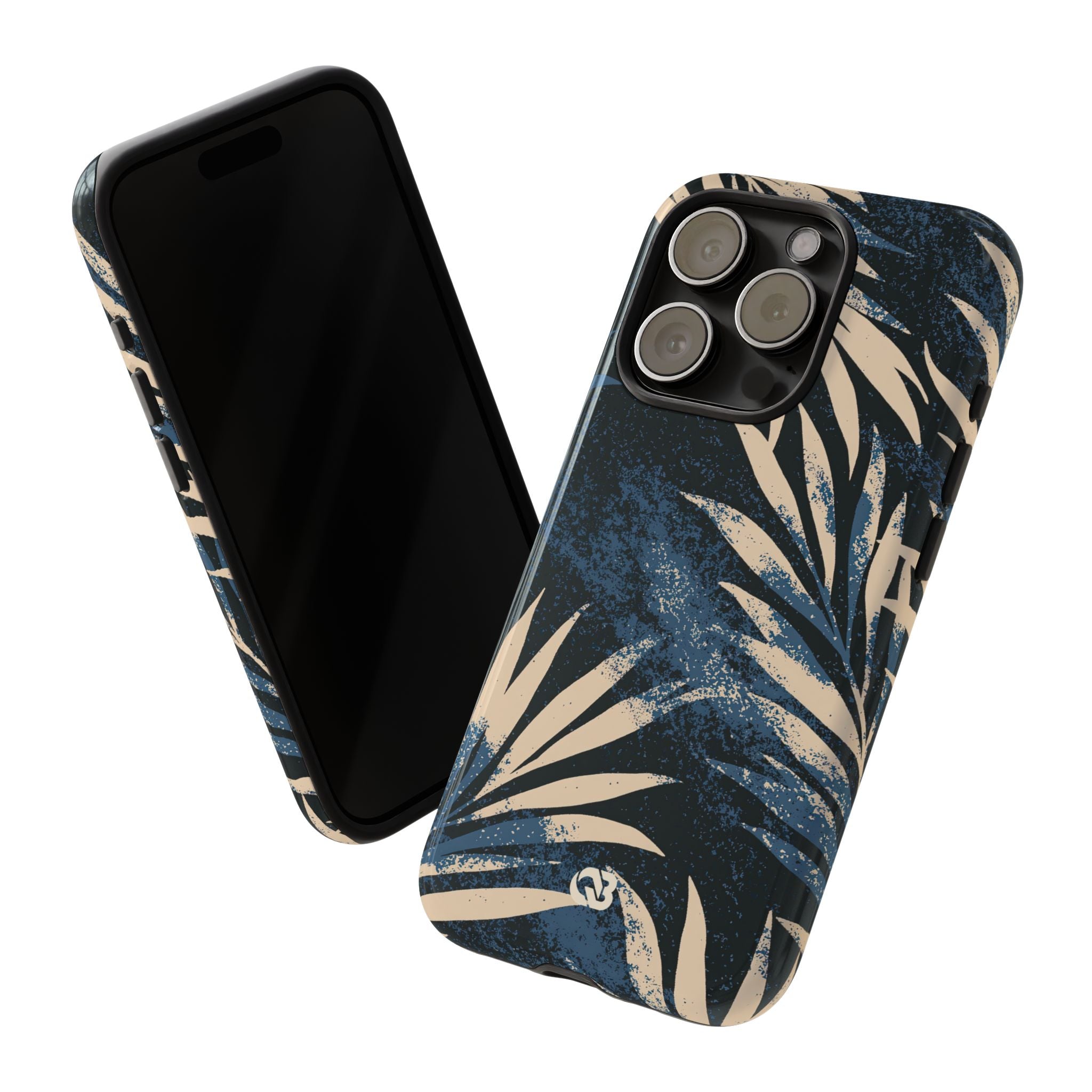 Blue Tough Phone Case for iPhone - Midnight Indigo Palm