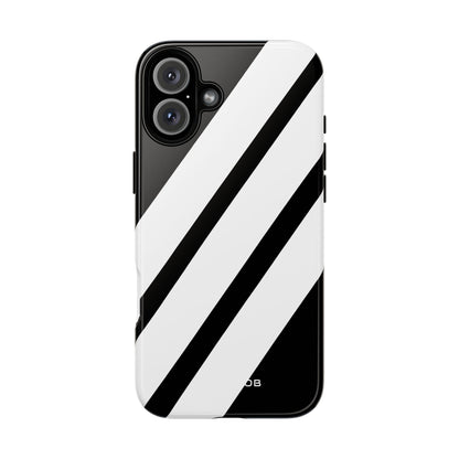 Diagonal Stripes Contrast iPhone 16 Plus Case - Tough