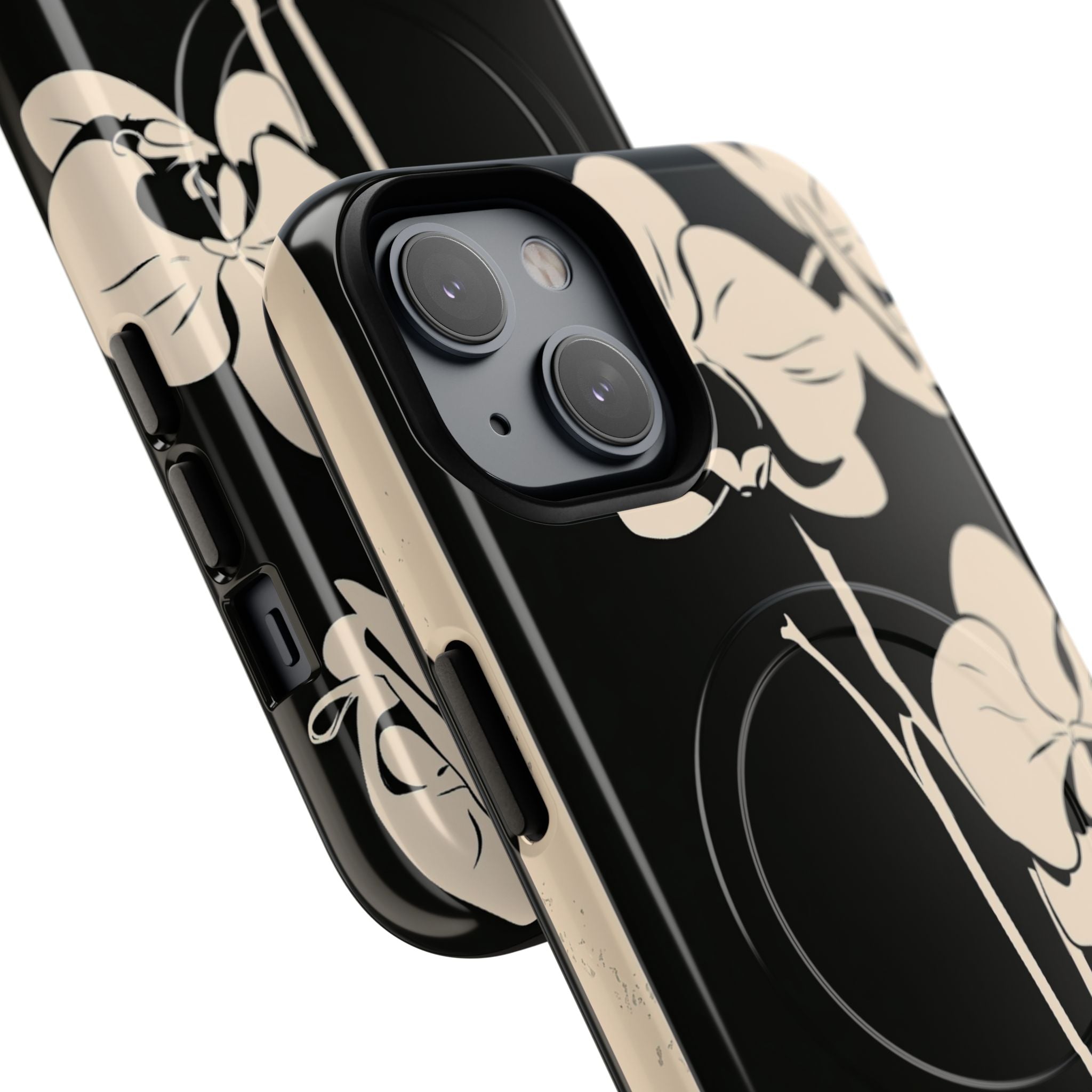 Black Tough 2.0 Magsafe Phone Case for iPhone - Obsidian Bone Orchid