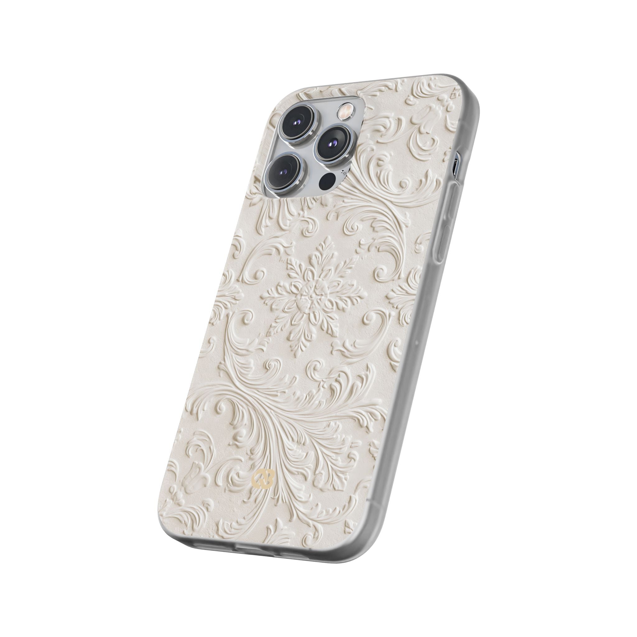 White Lite Phone Case for iPhone - Alabaster Floral Relief