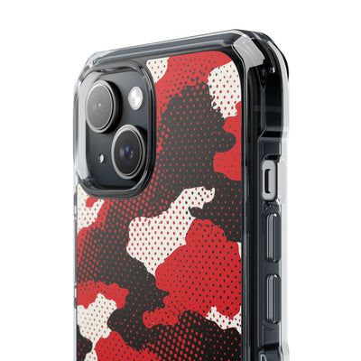 Crimson Halftone Camo · Clear Impact Magnetic Phone Case for iPhone · Red