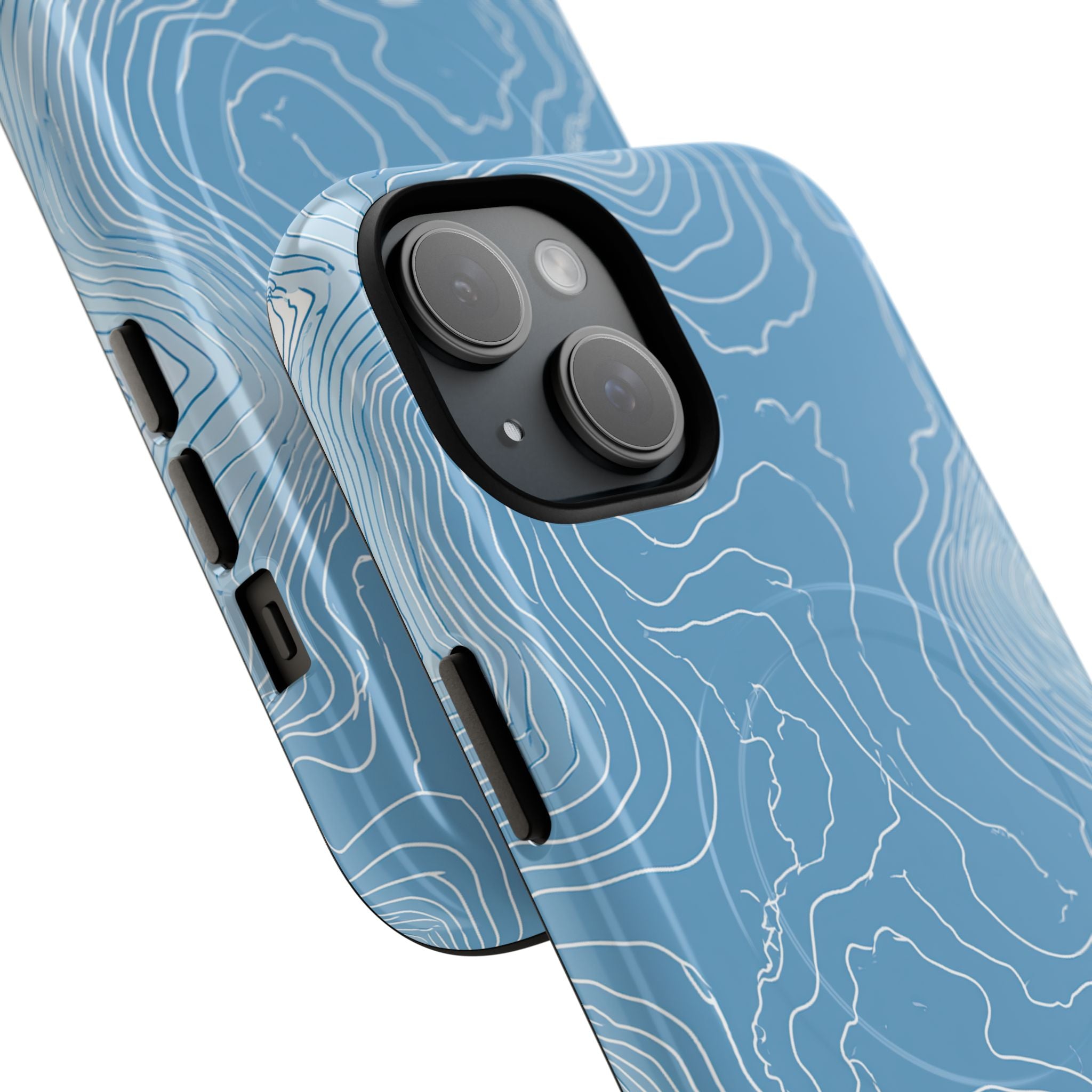Blue Tough 2.0 Magsafe Phone Case for iPhone - Glacial Ridge Topo