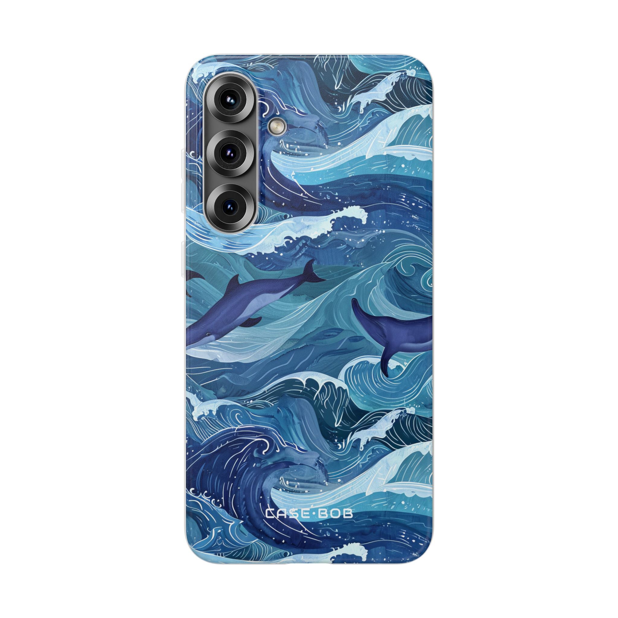 Dolphin Swirl Navy Samsung S25 Plus Case - Soft