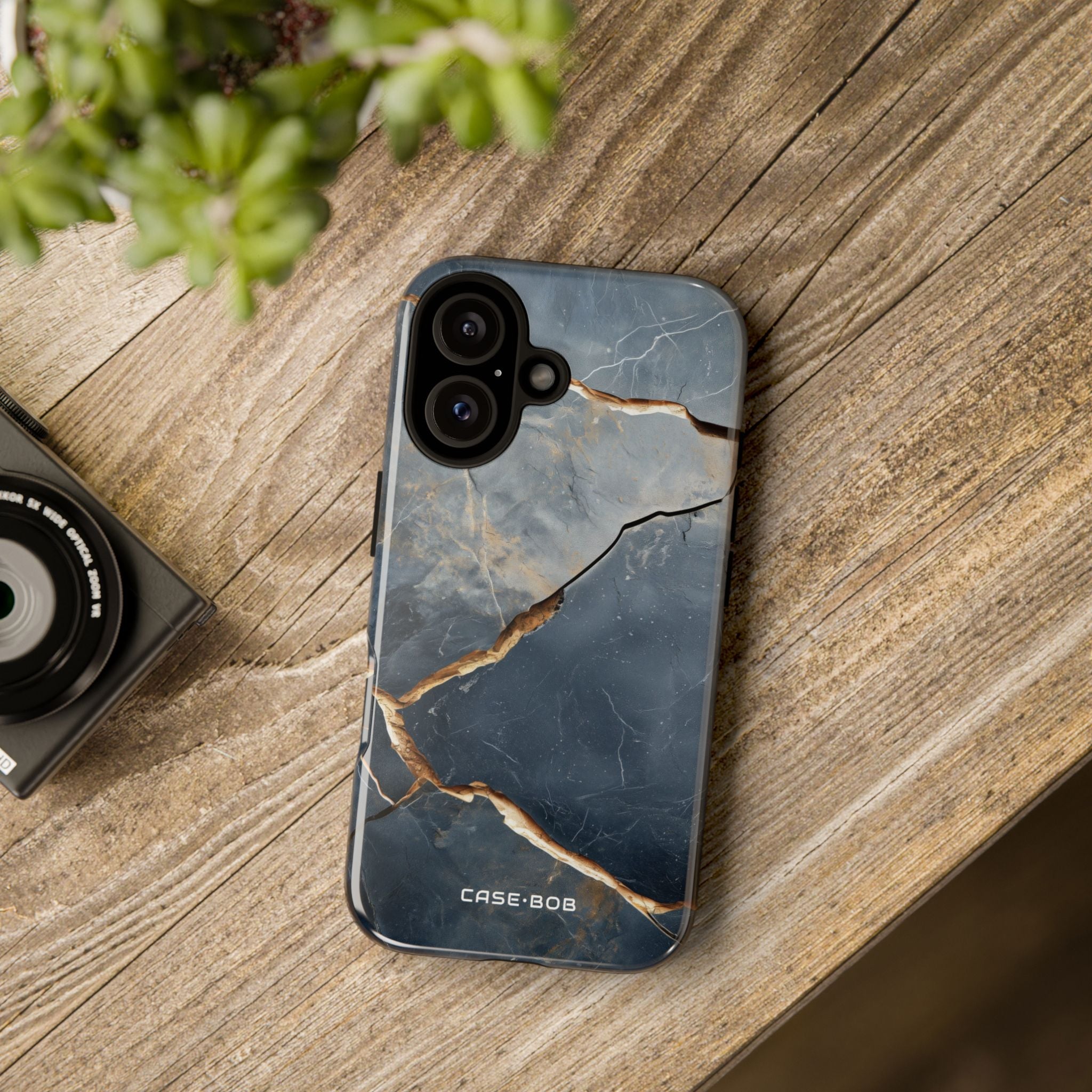 Jagged Vein Navy iPhone 16 Case - Tough