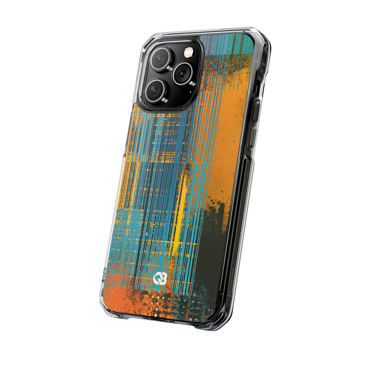 Cyber Glitch Stream · Clear Impact Magnetic Phone Case for iPhone · Teal