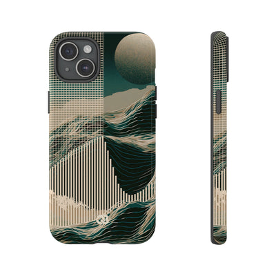 Green Tough Phone Case for iPhone - Lunar Moss Topography