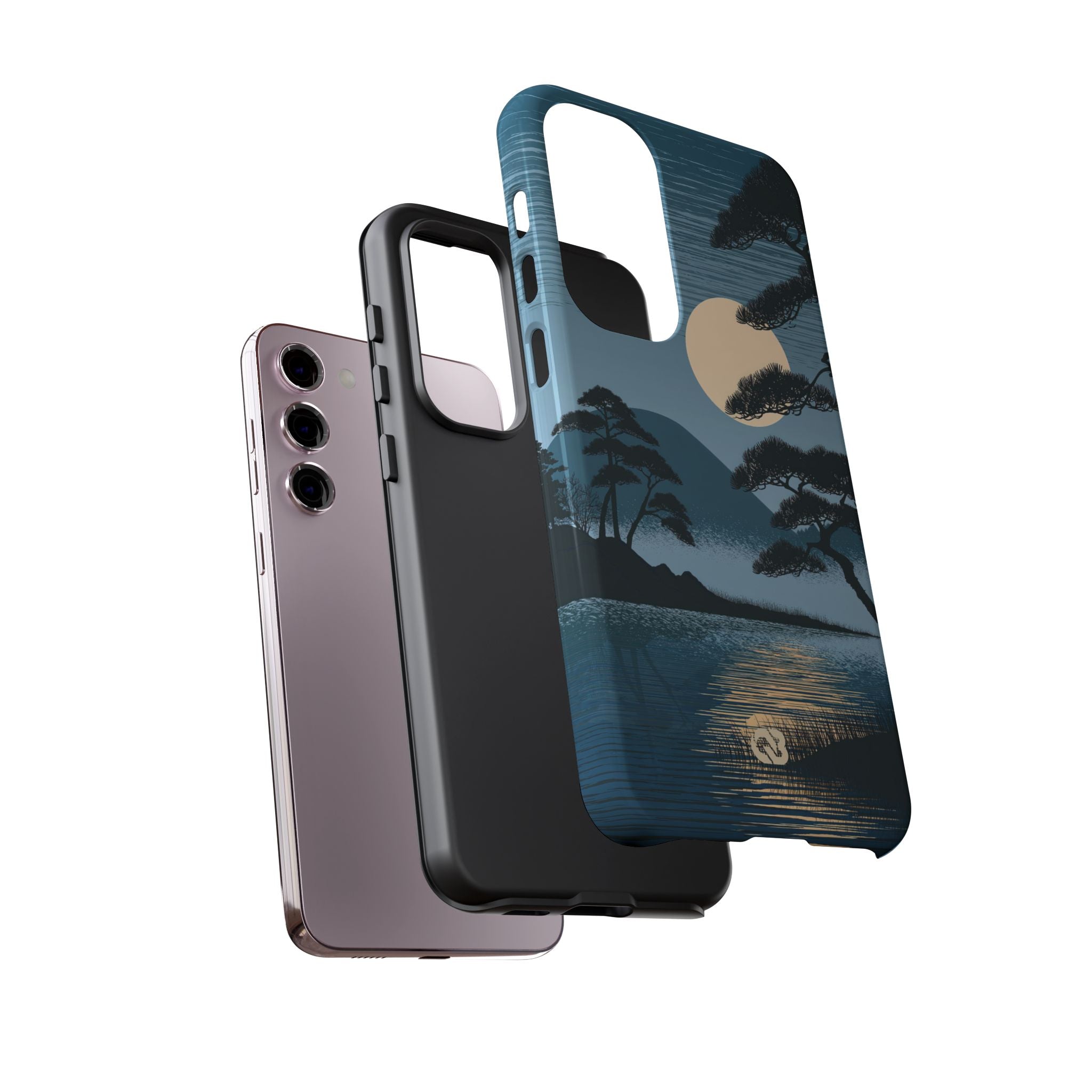 Blue Tough Phone Case for Samsung - Midnight Kyoto Pine