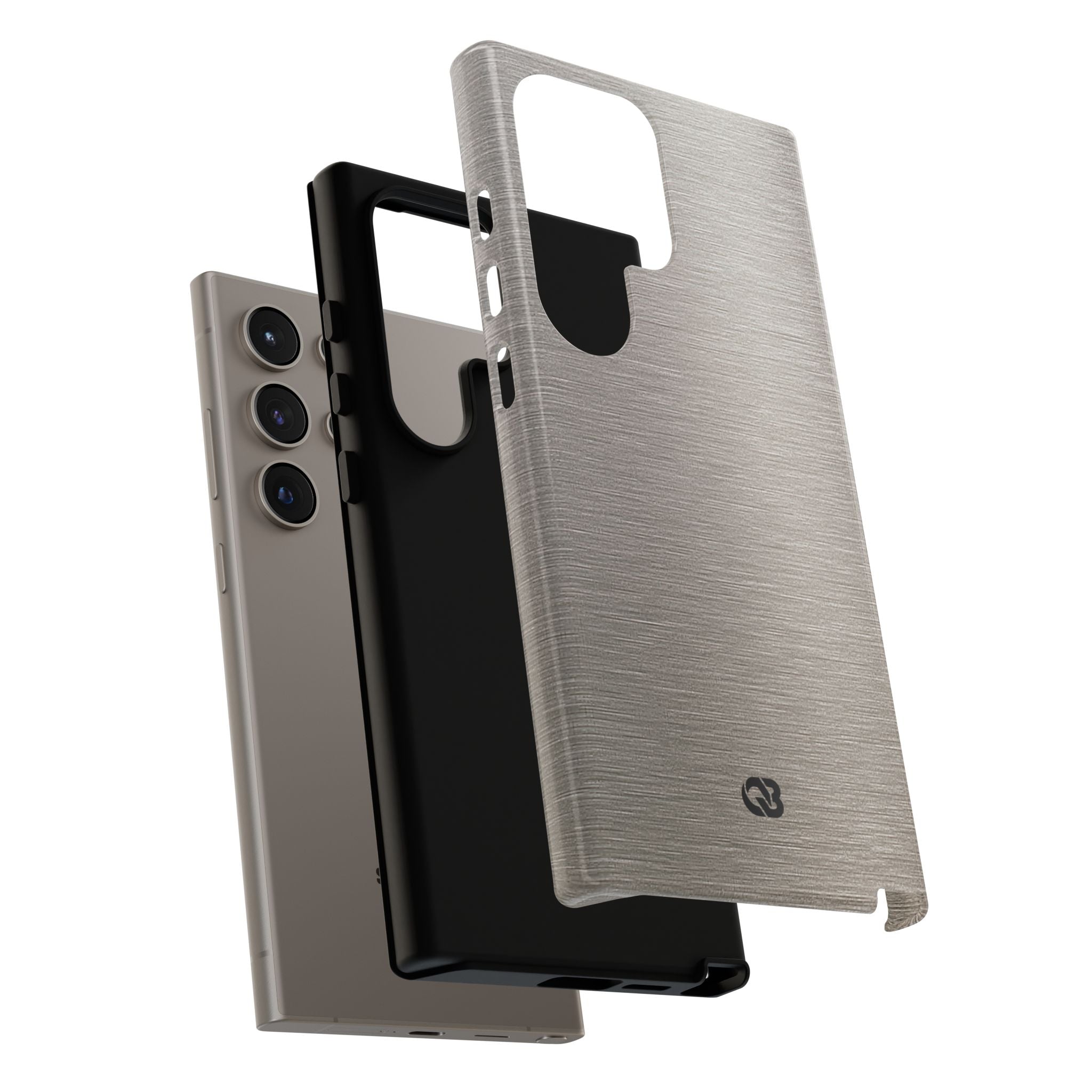 Grey Tough Phone Case for Samsung - Brushed Nickel Linen