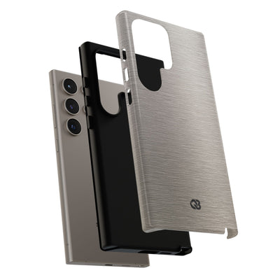 Grey Tough Phone Case for Samsung - Brushed Nickel Linen