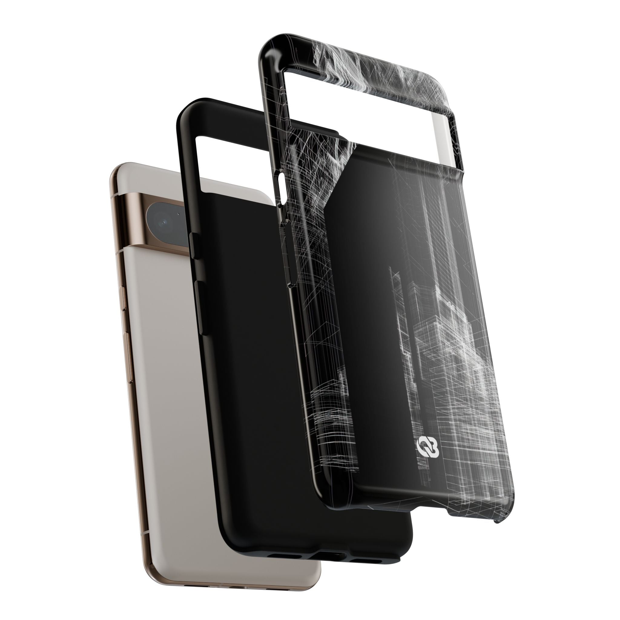 Black Tough Phone Case for Google Pixel - Ghost Urban Wireframe