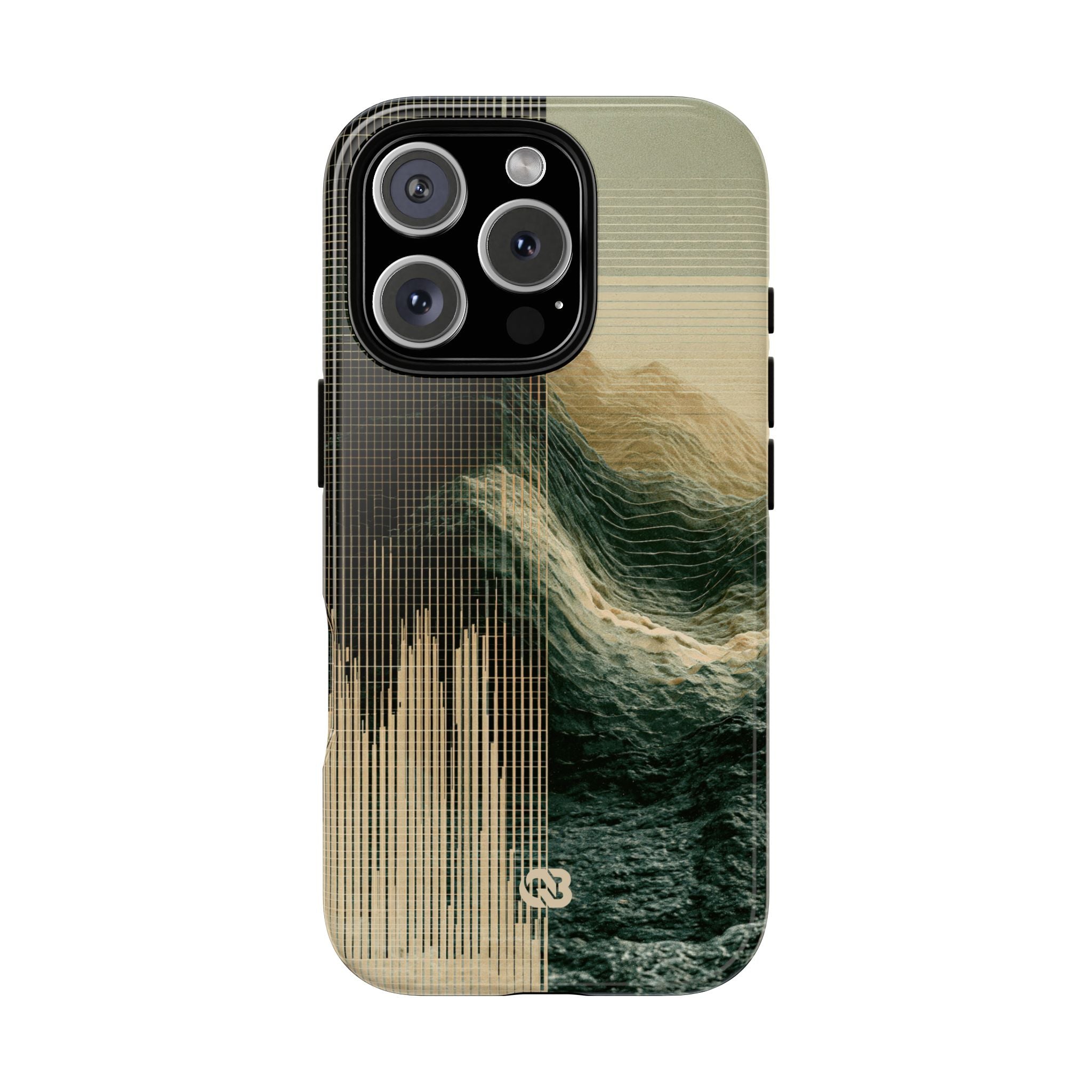 Beige Tough Phone Case for iPhone - Veridian Data Ridge