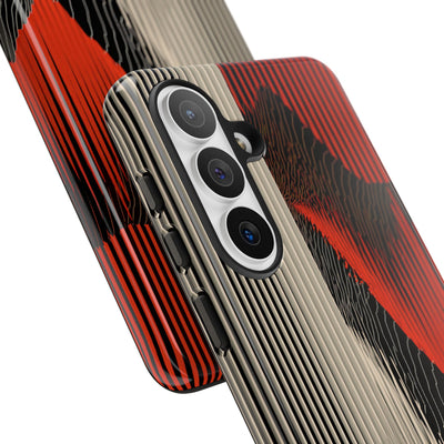 Red Tough Phone Case for Samsung - Crimson Pulse Topo
