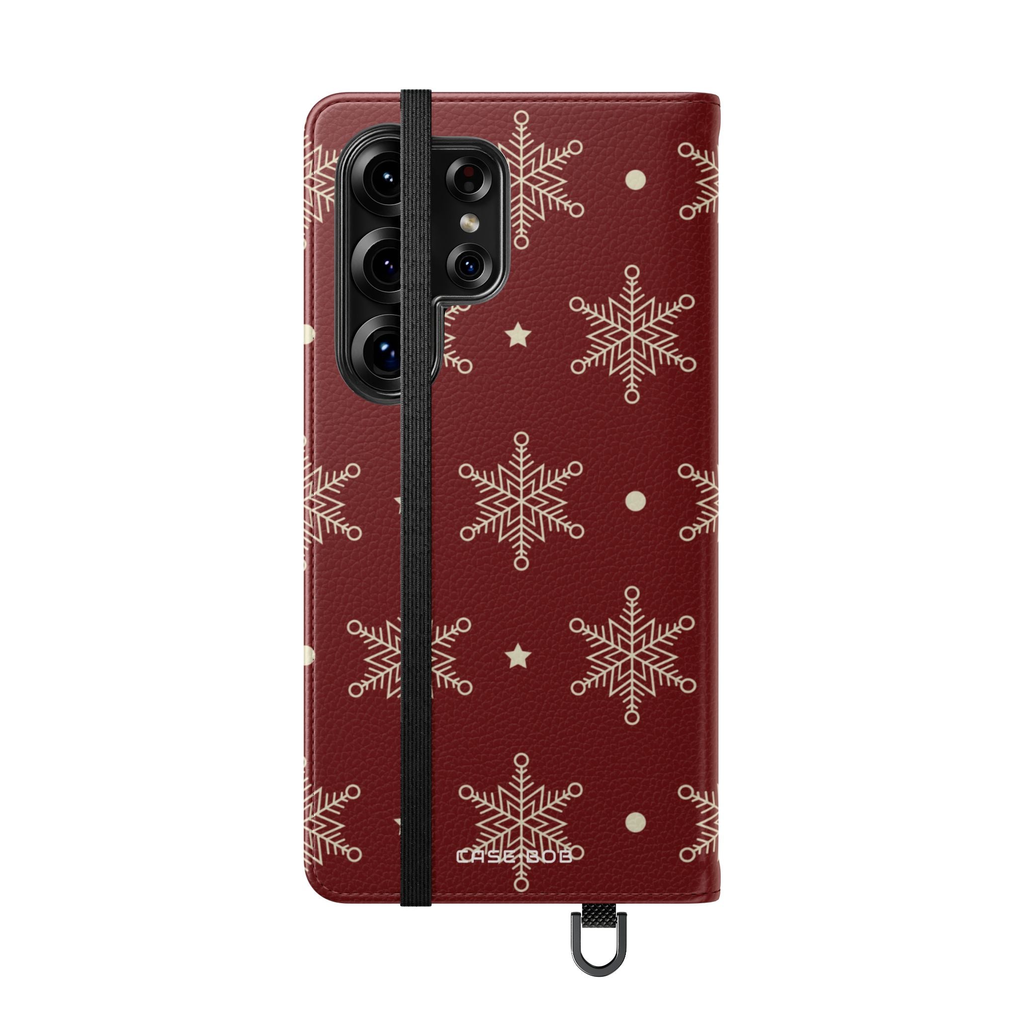 Cream Snowflakes Crimson - Samsung S25 Ultra Case - Wallet