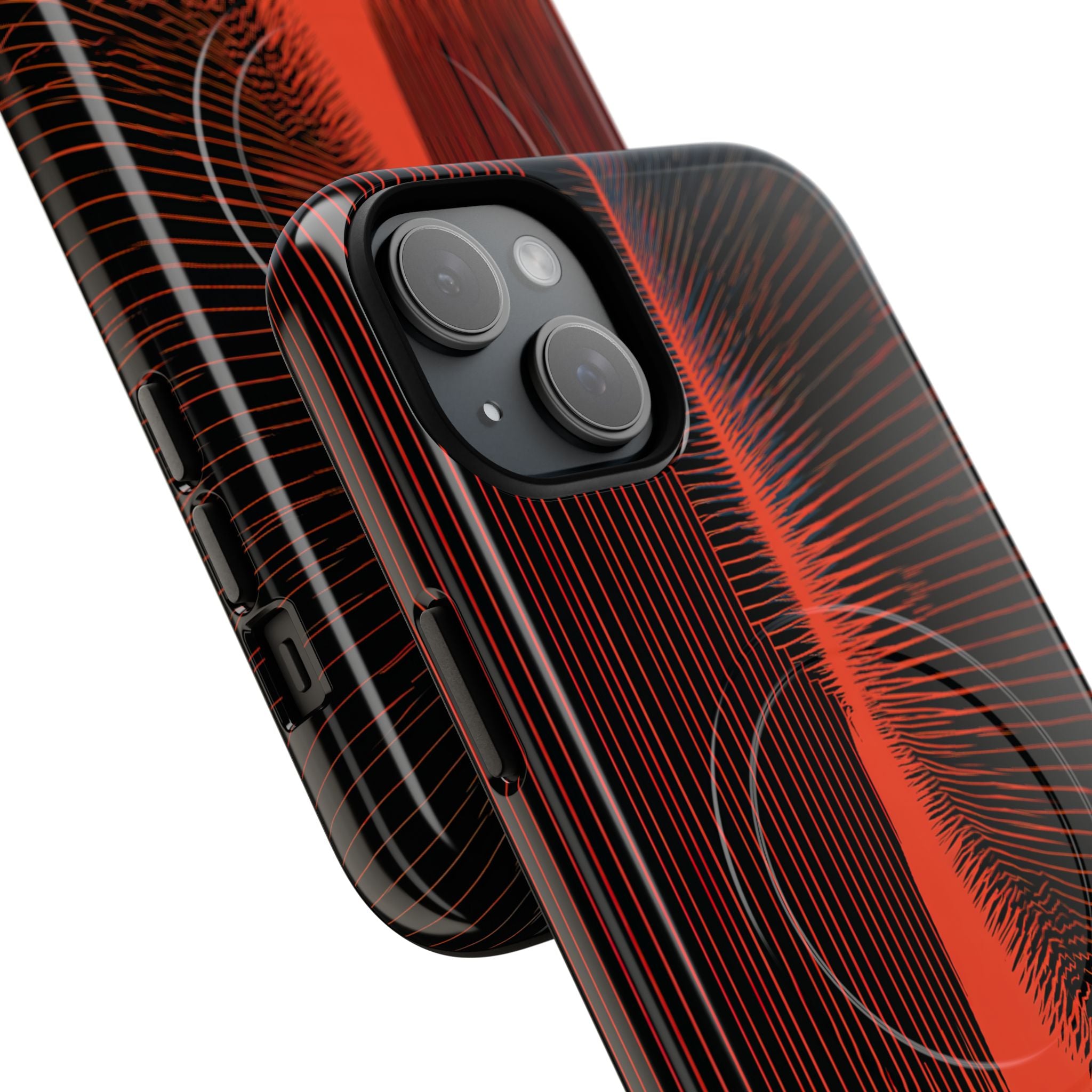 Red Tough 2.0 Magsafe Phone Case for iPhone - Crimson Frequency Pulse
