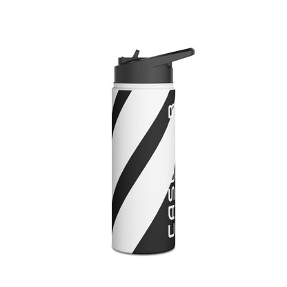 Diagonal Stripes BlackWhite - Stainless Steel Water Bottle