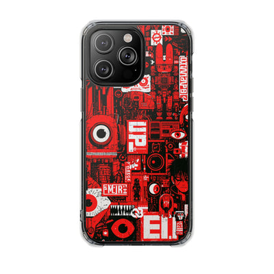 Neo Mecha Collage · Clear Impact Magnetic Phone Case for iPhone · Red