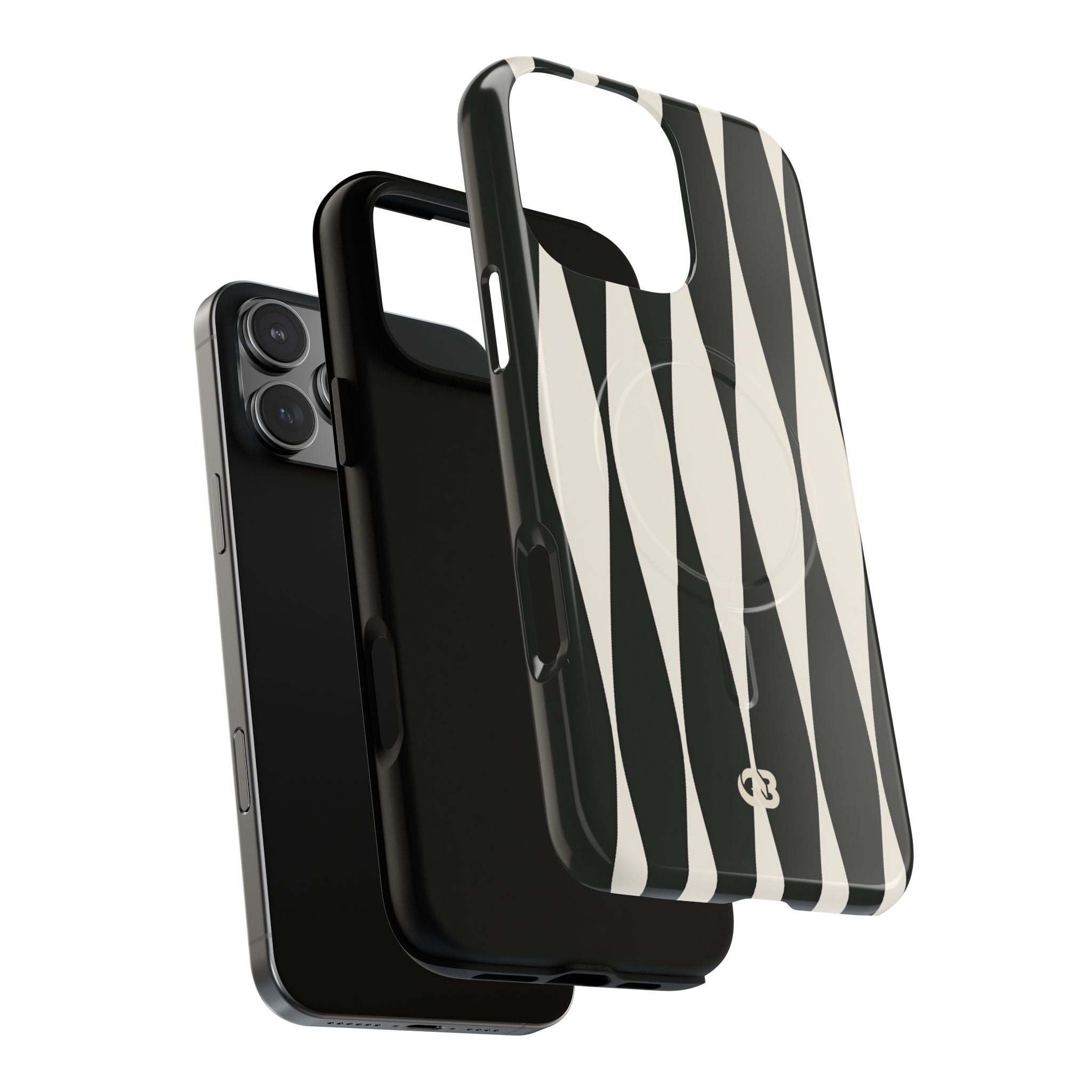 Black Tough 2.0 Magsafe Phone Case for iPhone - Ivory Spindle Grid