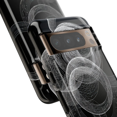Black Tough Phone Case for Google Pixel - Kinetic Wireframe Orbit