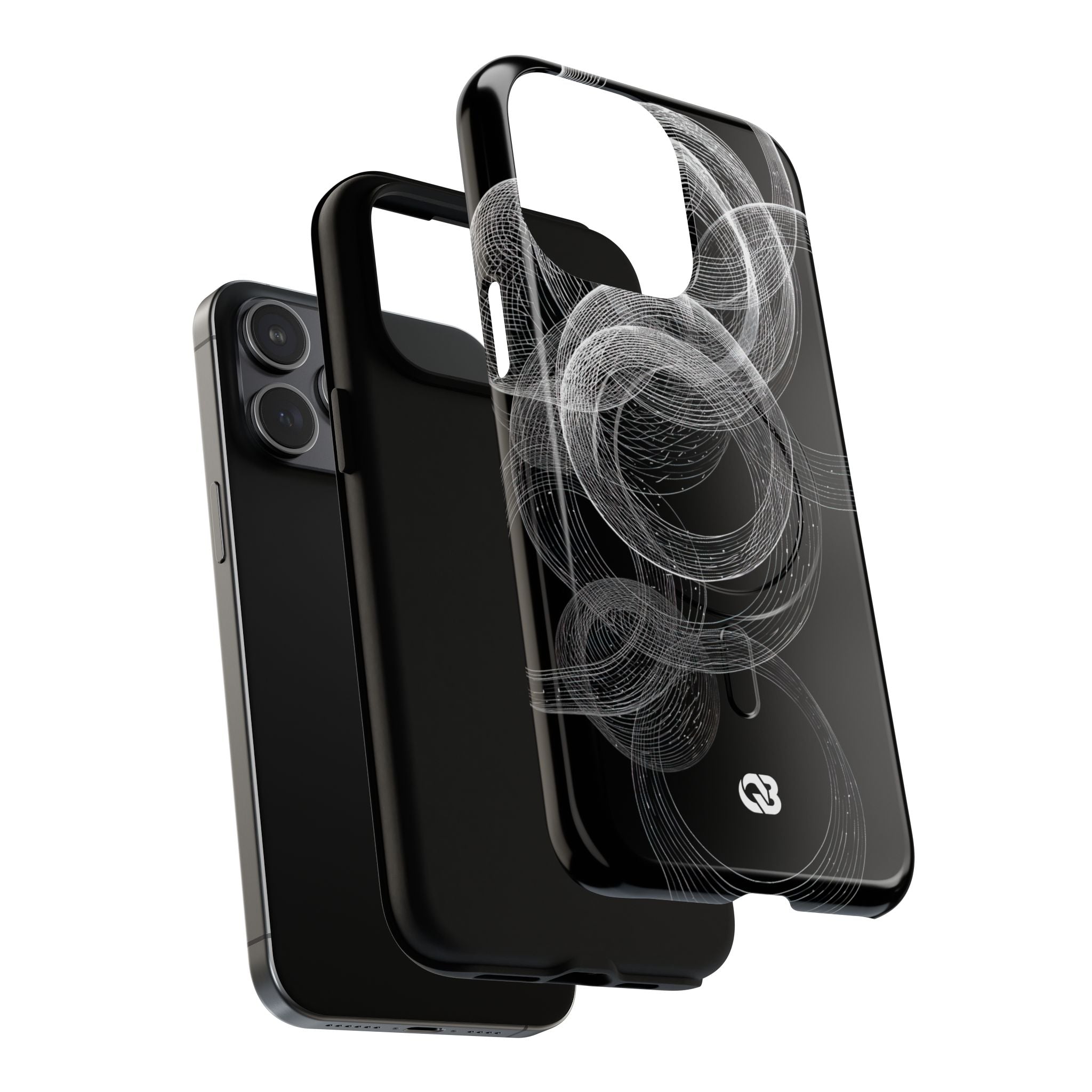 Black Tough 2.0 Magsafe Phone Case for iPhone - Kinetic Wireframe Orbit