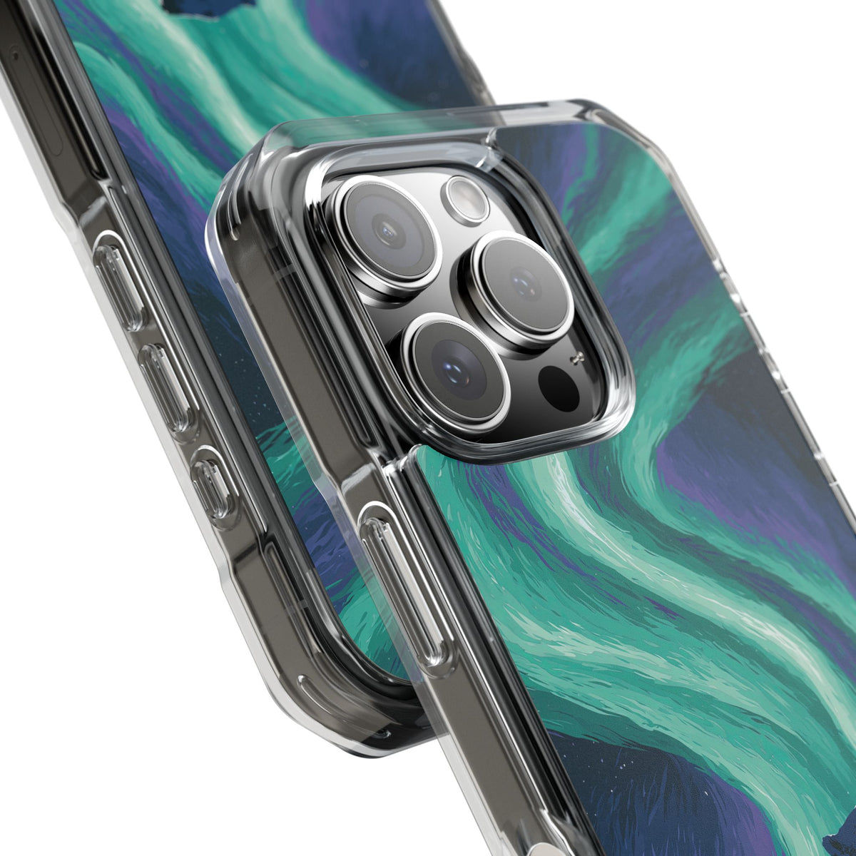 Arctic Aurora Bear · Clear Impact Magnetic Phone Case for iPhone · Teal