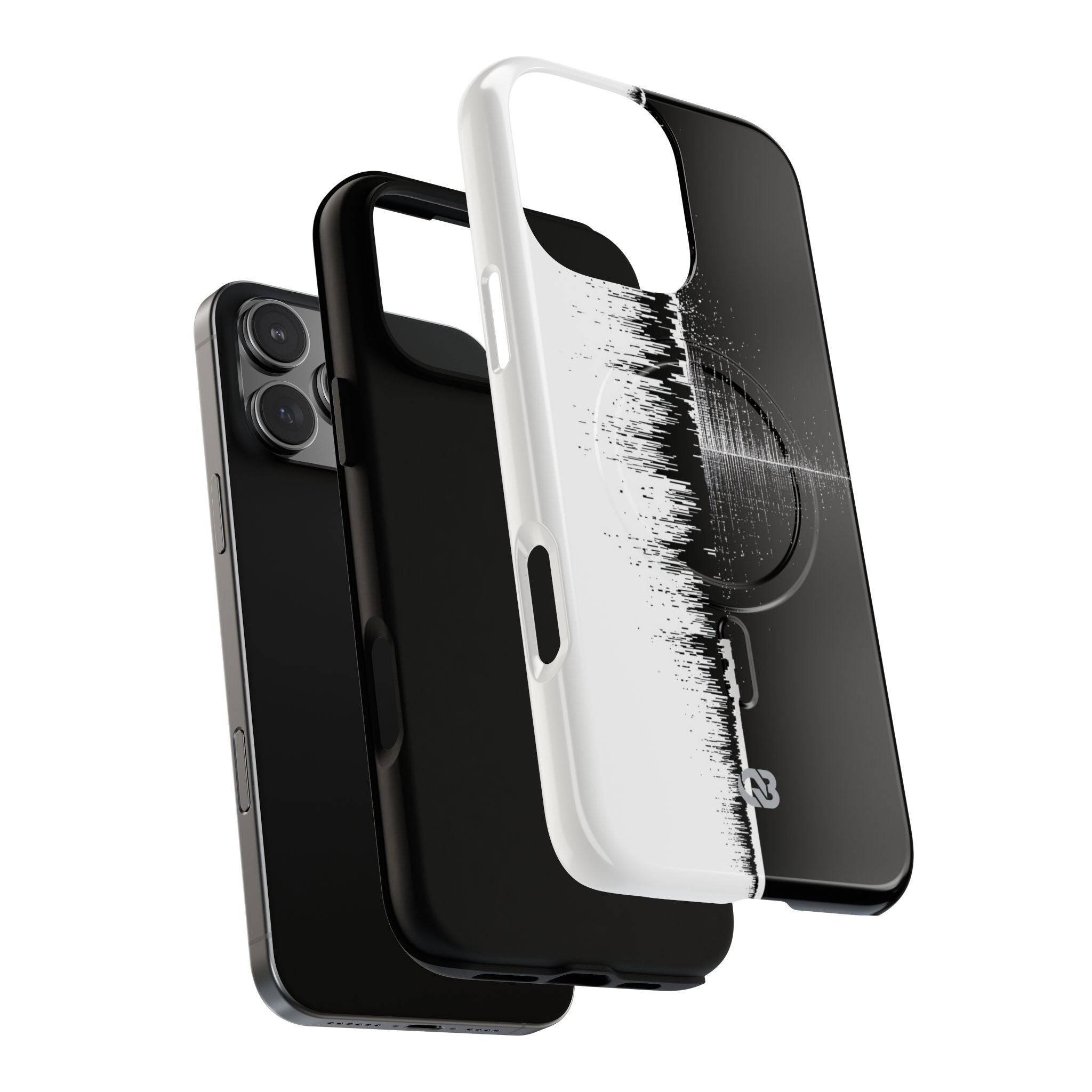 Black Tough 2.0 Magsafe Phone Case for iPhone - Static Signal Split