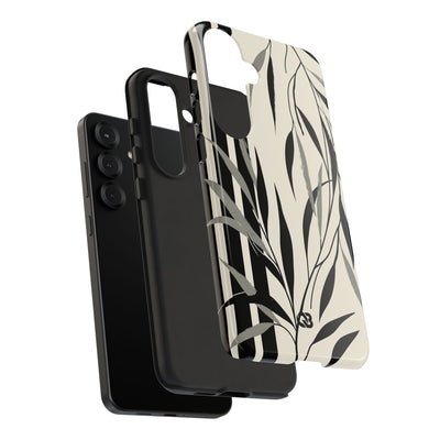 Beige Tough Phone Case for Samsung - Soot Leaf Sketch