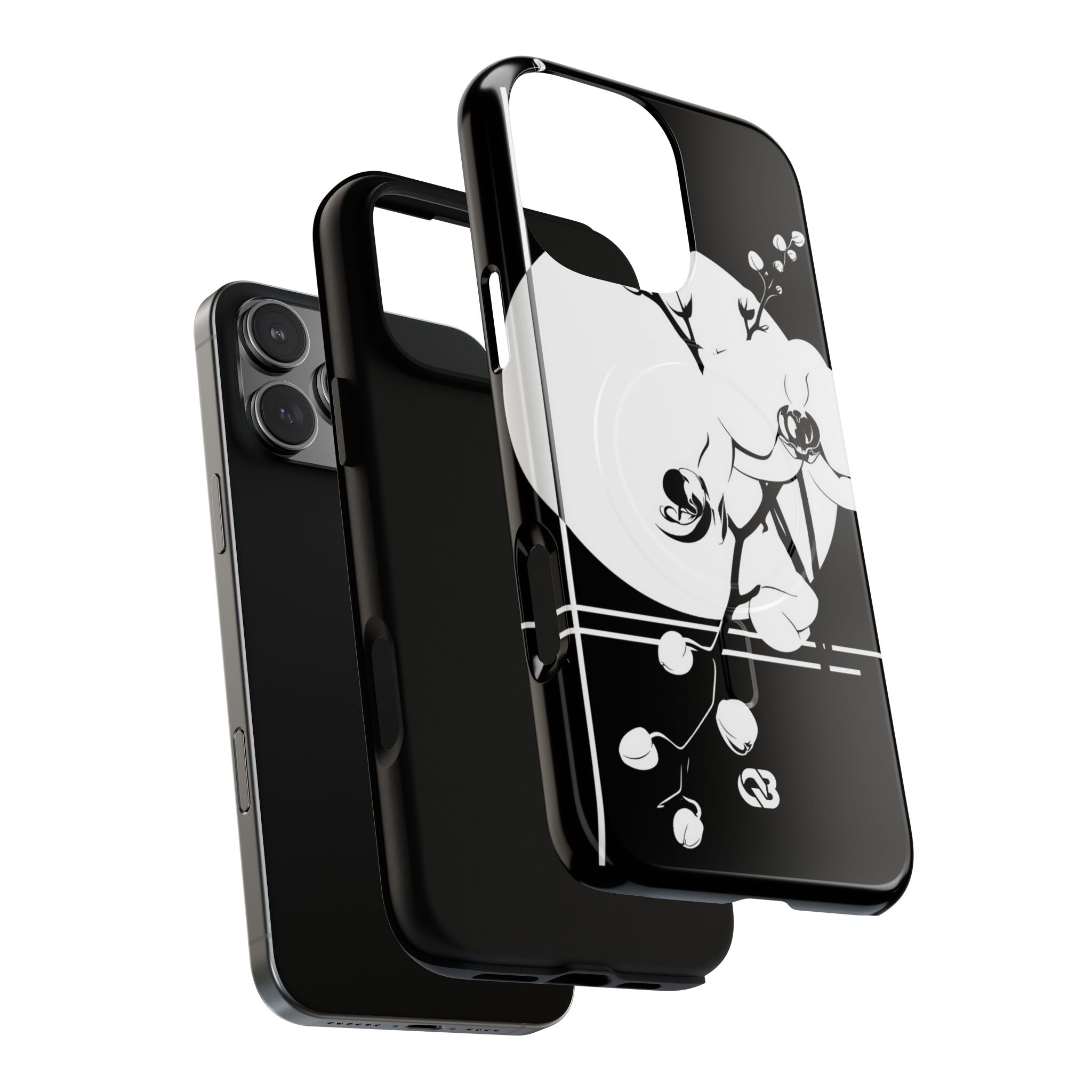 Black Tough 2.0 Magsafe Phone Case for iPhone - Lunar Orchid Grid