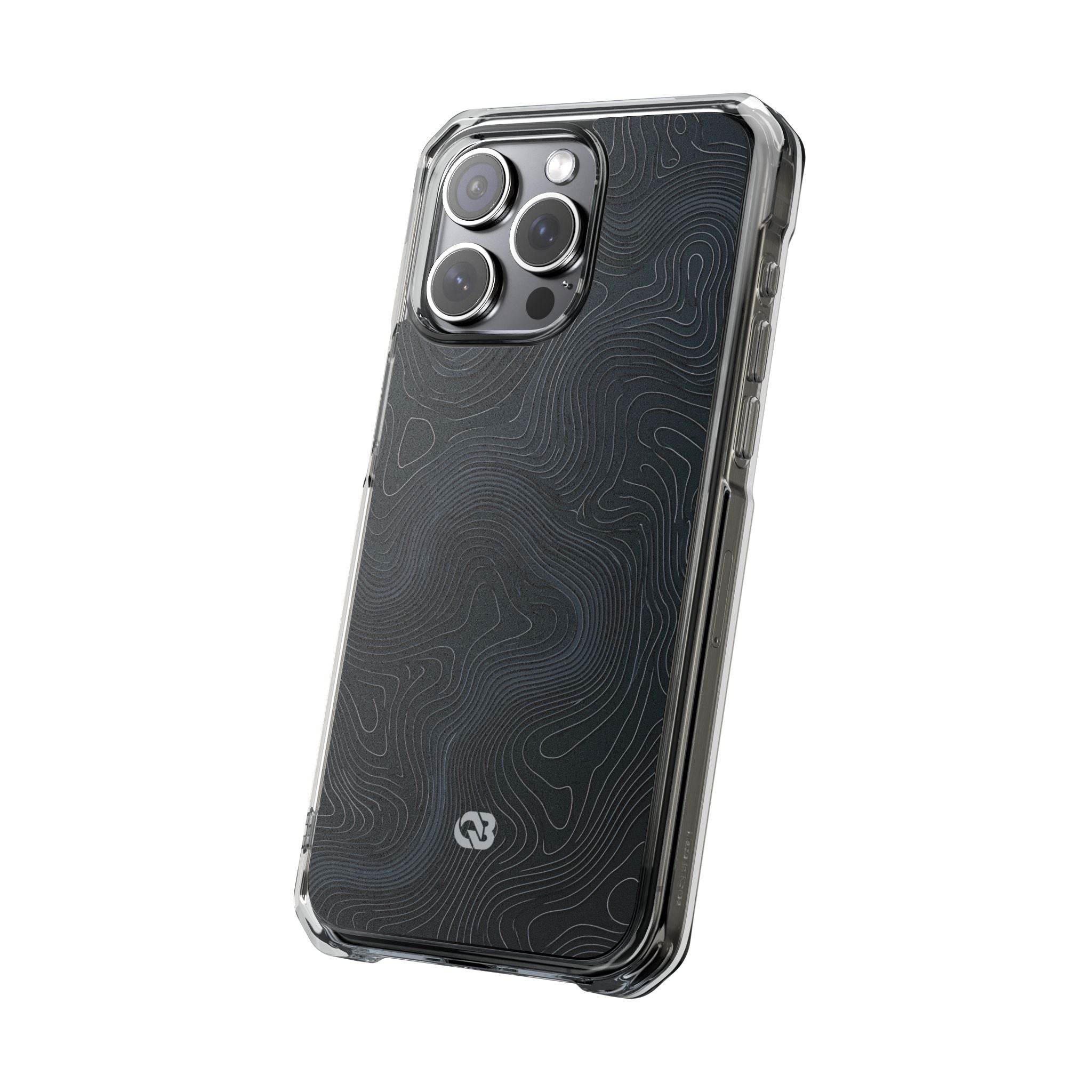 Black Impact MagSafe Phone Case for iPhone - Obsidian Ridge Topo