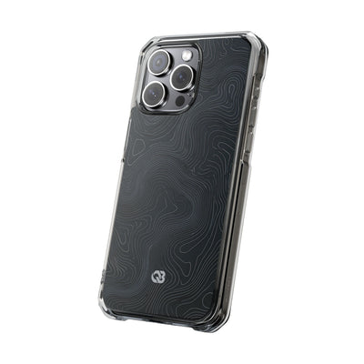 Black Impact MagSafe Phone Case for iPhone - Obsidian Ridge Topo